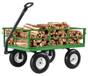 VEVOR  1200 Lbs Steel Garden Cart,Heavy Duty Pullable Garden Wagon Yard Cart,2 in 1 Outdoor Metal Utility Wagon Yard Trailer with 13" All Terrain Tires,Removable Mesh Sides and 180° Rotating Handle