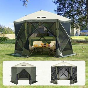 VEVOR  Pop Up Gazebo Tent, Pop-Up Screen Tent 6 Sided Canopy Sun Shelter with 6 Removable Privacy Wind Cloths & Mesh Windows, 10x10FT Quick Set Screen Tent with Mosquito Netting, Army Green