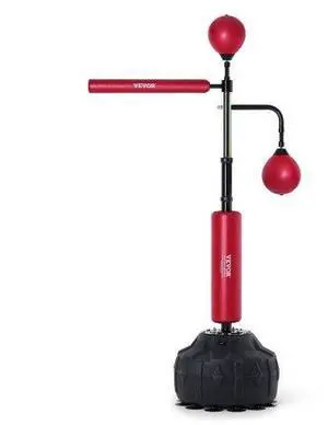 VEVOR  Boxing Speed Trainer, Punching Bag with Stand, Reflex Boxing Bag for Teens & Adults, Height Adjustable Free Standing Strike Bag Set with Gloves, Workout Speed Bag for Home Gym Training, Red