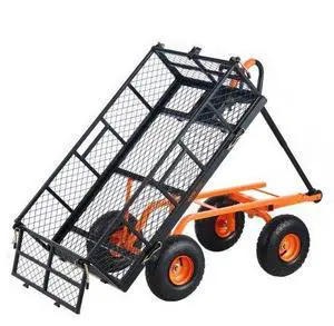 VEVOR  Dump Cart, Metal Garden Dump Cart with Easy to Assemble Frame, Dump Wagon with 2-in-1 Convertible Handle, Utility Wheelbarrow 880 lbs Capacity, 10 inch Tires
