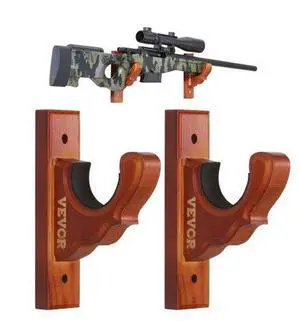 VEVOR Gun Rack Wall Mount, Horizontal Gun Rack and Shotgun Hooks, Single Gun Storage Display Rack For Wall, Gun Holder with Soft Padding holds Rifles, Shotguns up to 50 lbs