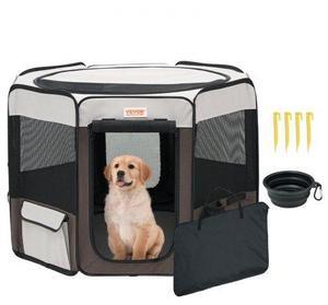 VEVOR Foldable Pet Playpen, 36 inch Portable Dog Playpen, Crate Kennel for Puppy, Dog, Cat, Premium Waterproof 600D Oxford Cloth, Removable Zipper, for Indoor Outdoor Travel Camping Use (Octagon, M)