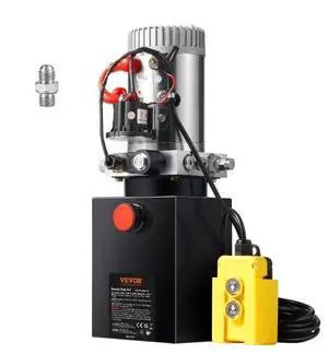 VEVOR Hydraulic Pump, 8 Quart Hydraulic Dump Trailer Pump, Single Acting Hydraulic Power Unit, 0.91 GPM Flow Rate, 3200 PSI Max Relief Pressure, for Dump Trailer Car Lifting