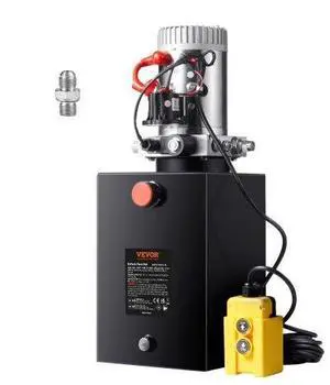 VEVOR Hydraulic Pump, 20 Quart Hydraulic Power Unit, Single Acting Dump Trailer Pump, 0.91 GPM Flow Rate, 3200 PSI Max Relief Pressure, DC 12V Hydraulic Pump for Dump Trailer Car Lifting