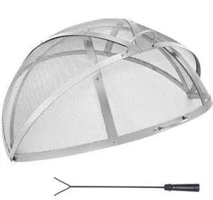 VEVOR Firepit Spark Screen Lid, 36" Diameter, Outdoor Firepit Ring Cover Round Accessories, Fire Pit Metal Cover, Easy-Opening Stainless Steel Fire Ring Covers for Outdoor Patio Fire Pits Backyard