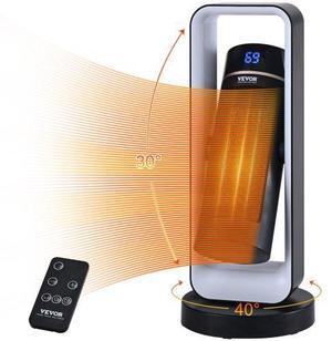 VEVOR Electric Space Heater with Thermostat Remote Control, 1000W/1500W 2-Level Adjustable Quiet Ceramic Heater Fan, 20 in Tip-Over Shutdown Overheat Protection Small Heaters for Office Room Desk Indo