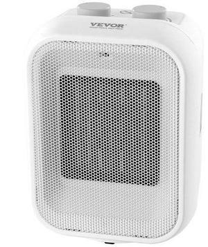 VEVOR Portable Electric Space Heater with Thermostat, 1000W/1500W 2-Level Adjustable Quiet Ceramic Heater Fan, 9 in Tip-Over Shutdown Flame-Retardant PP Small Heaters for Office Room Desk Indoor Use