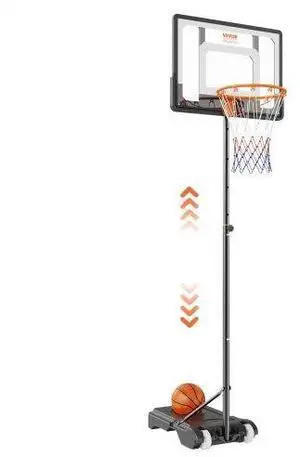 VEVOR Basketball Hoop, 5-7 ft Adjustable Height Portable Backboard System, 32 inch Basketball Hoop & Goal, Kids & Adults Basketball Set with Wheels, Stand, and Fillable Base, for Outdoor/Indoor