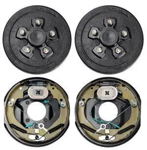 VEVOR Trailer Hub Drum Kits 5 on 4.5" B.C. with 10" x 2-1/4" Electric Brakes, Self-Adjusting Trailer Brake Assembly for 3500 lbs Axle, 4-Hole Mounting, Backing Plates for Brake System Part Replacement