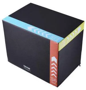 VEVOR 3 in 1 Plyometric Jump Box, 30/24/20 Inch Foam Plyo Box, Platform & Jumping Agility Box, Anti-Slip Fitness Exercise Step Up Box for Home Gym Training, Conditioning Strength Training, Black