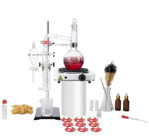 VEVOR Essential Oil Distillation Kit, 500ml Distillation Apparatus, 3.3 Boro Lab Glassware Distillation Kit with 1000W Heating Plate and 24, 40 Joint, 33 pcs Set