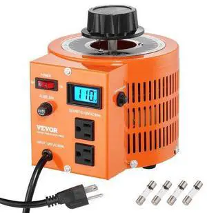 VEVOR 2000VA Auto Variable Voltage Transformer, 15.3 Amp, 110V Input 0-130V Output AC Voltage Regulator, with LCD Display 4 Extra Fuses Thermal Control Switch for Home Industrial Office