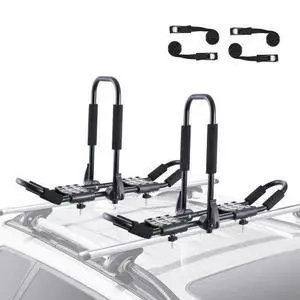 VEVOR Kayak Roof Rack 1 Pair J-Bar, Soft Roof Rack, Top Mount Tie Down, Carrier for kayak, Surf Board, Canoe, SUP, Ski Board, Mount on Car, SUV, Truck, 2 Kayaks VEVOR Kayak Roof Rack 1 Pair J-Bar, Soft Roof Rack, Top Mount Tie Down, Carrier for kayak, Surf Board, Canoe, SUP, Ski Board, Mount on Car, SUV, Truck, 2 Kayaks