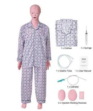 VEVOR Nursing Training Manikin, Male Life Size Demonstration Human Manikin for Nursing Training, Multifunctional Education Teaching Model Supplies, PVC Anatomical Mannequin Body Care Simulator Model