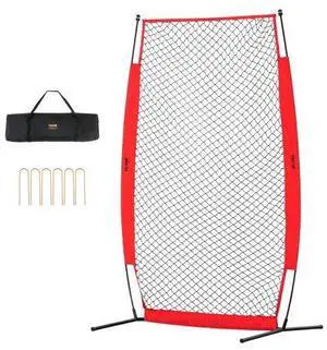 VEVOR I Screen Baseball for Batting Cage, 7x4 ft Baseball & Softball Safety Screen, Body Protector Portable Batting Screen with Carry Bag & Ground Stakes, Baseball Pitching Net for Pitchers Protection