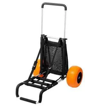 VEVOR Beach Dolly with Big Wheels for Sand, 29.9" x 15.4" Cargo Deck, w/ 12" Foam Wheels, 165LBS Loading Capacity Folding Sand Cart & 27" to 44.7" Adjustable Height, Heavy Duty Cart for Beach