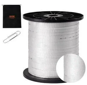 VEVOR Polyester Pull Tape, 3/4" x 318' Mule Tape Flat Rope, 2500 lbf Tensile Capacity, Printed Webbing Cable Pulling Tape for Packaging, Gardening, Commercial Electrical, Conduit Work, White
