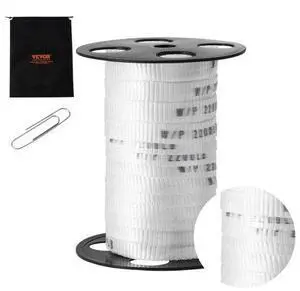 VEVOR Polyester Pull Tape, 5/8" x 108' Mule Tape Flat Rope, 2200 lbf Tensile Capacity, Printed Webbing Cable Pulling Tape for Packaging, Gardening, Commercial Electrical, Conduit Work, White