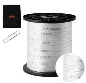 VEVOR Polyester Pull Tape, 1/2" x 528' Mule Tape Flat Rope, 1250 lbf Tensile Capacity, Printed Webbing Cable Pulling Tape for Packaging, Gardening, Commercial Electrical, Conduit Work, White