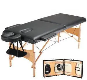 VEVOR Portable Massage Table 28" W, 2 Folding Lightweight Massage Table, 8-Level Height Adjustable Salon Tattoo Bed, Spa Table with Headrest, Armrests, Hand Pallet & Carrying Bag, 600LBS