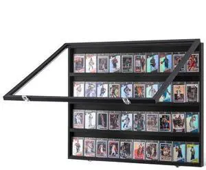 VEVOR 36 Graded Sports Card Display Case, 30.5x24.3x2.1 in, Baseball Card Display Frame with 98% UV Protection Clear View PC Glass, Lockable Wall Cabinet for Football Basketball Hockey Trading Card