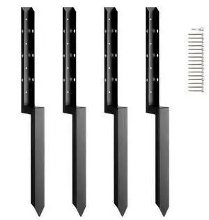 VEVOR Fence Post Anchor Repair Kit, 4 Pack Inner Diameter 2 x2 Inches Heavy Duty Steel Fence Post Support Stakes, Anchor Ground Spike for Repair Tilted, Broken Wood Fence Post