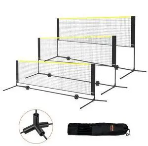 VEVOR Badminton Net, Height Adjustable Volleyball Net, 10ft Wide Foldable Pickleball Net, Portable Easy Setup Tennis Net Set with Poles, Stand and Carry Bag, for Kids Backyard Game Indoor Outdoor Use