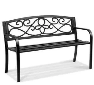 VEVOR Outdoor Bench, 50 inches Metal Garden Bench for Outdoors, 550 lbs Load Capacity Bench, Outdoor Garden Park Bench with Backrest and Armrests, Patio Bench for Garden, Park, Yard, Front Porch