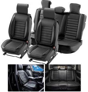 VEVOR Seat Covers, Universal Car Seat Covers Full Set Seats, Front and Rear Seat, 9pcs Faux Leather Seat Cover, Semi-enclosed Design, Detachable Headrest and Airbag Compatible, for Most Car SUV Truck