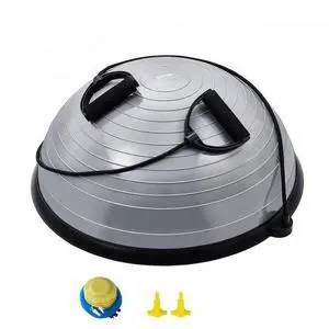 VEVOR Half Exercise Ball Trainer, 23 inch Balance Ball Trainer, 660lbs Capacity Stability Ball, Yoga Ball with Resistance Bands & Foot Pump, Strength Fitness Ball for Home Gym, Full Body Workout, Gray
