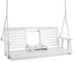 VEVOR Wooden Porch Swing 5 ft, Patio bench swing for Courtyard & Garden, Upgraded 880 lbs Strong Load Capacity, Heavy Duty Swing Chair Bench with Hanging Chains for Outdoors, White
