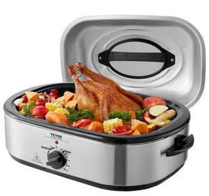 VEVOR Electric Roaster Oven, 18 QT Turkey Roaster Oven with Self-Basting Lid, 1450W Roaster Oven with Defrost & Warm Function, Adjustable Temperature, Removable Pan & Rack, Fits Turkeys Up to 22LBS