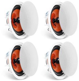 VEVOR 4 PCs 8 Inch in Ceiling Speakers, 100-Watts, Flush Mount Ceiling & in-Wall Speakers System with 8Impedance 89dB Sensitivity, for Home Kitchen Living Room Bedroom or Covered Outdoor Porches