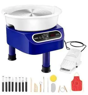 VEVOR Pottery Wheel, 10 inch Pottery Forming Machine, 350W Electric Wheel for Pottery with Foot Pedal and LCD Touch Screen, Direct Drive Ceramic Wheel with 3 Support Legs for DIY Art Craft, Blue