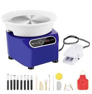 VEVOR Pottery Wheel, 11 inch Pottery Forming Machine, 350W Electric Wheel for Pottery with Foot Pedal and LCD Touch Screen, Direct Drive Ceramic Wheel with Shaping Tools for DIY Art Craft, Blue