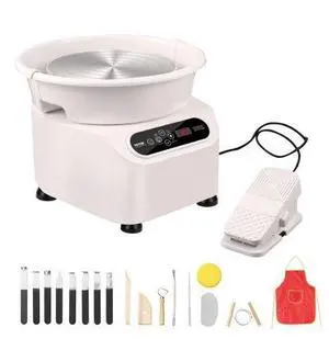 VEVOR Pottery Wheel, 11 inch Pottery Forming Machine, 350W Electric Wheel for Pottery with Foot Pedal and LCD Touch Screen, Direct Drive Ceramic Wheel with Shaping Tools for DIY Art Craft, White