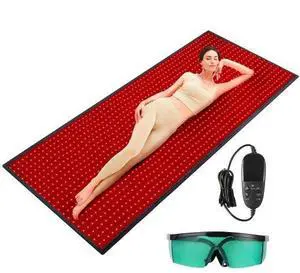 VEVOR Red Light Therapy Mat for Full Body, 1280PCS 3-Chip LED Light Therapy Pad & Controller, 10/40Hz Pulse, 10-90 Min Timer, 660nm Red & 850nm Near Infrared Light Therapy for Pain Relief, Skin Health