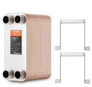 VEVOR Heat Exchanger, 5"x 12" 80 Plates Brazed Plate Heat Exchanger, Copper/316L Stainless Steel Water To Water Heat Exchanger For Floor Heating, Water Heating, Snow Melting, Beer Cooling
