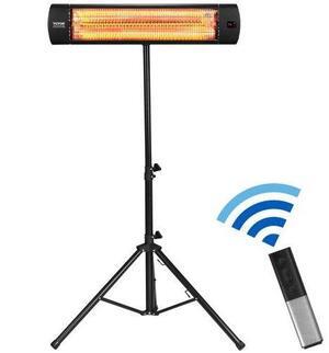 VEVOR Infrared Heater, 1500W Remote Control Electric Space Heater, LED Screen Patio Heater w/ 3 Speeds & Timer, Outdoor/Outdoor for Porch,Dining Room,Studio, with Stand & Mount to Ceiling/Wall,34in L