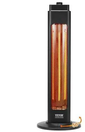 VEVOR Infrared Heater, 1500W Oscillation Electric Space Heater, Patio Heater w/ 2 Speeds , Outdoor/Outdoor for Bedroom,Studio,Porch,Dining Room,Studio, Stand,31.5 in L, Black