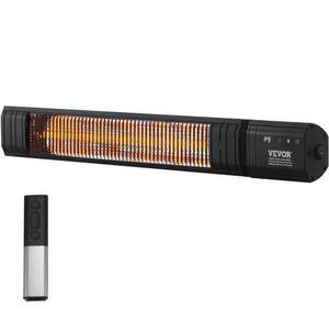 VEVOR Infrared Heater, 1500W Remote Control Electric Space Infrared Heater, Carbon Infrared Outdoor Heater with 9 Speeds & 24h Timer, for Porch,Patio,Dining Room,Studio,Backyard,Garage, Wall Mount