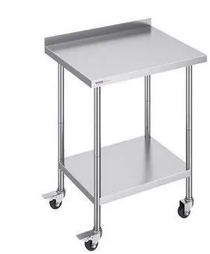 VEVOR 24 x 30 x 40 Inch Stainless Steel Work Table, Commercial Food Prep Worktable with Casters, Heavy Duty Prep Worktable, Metal Work Table with Adjustable Height for Restaurant, Home and Hotel