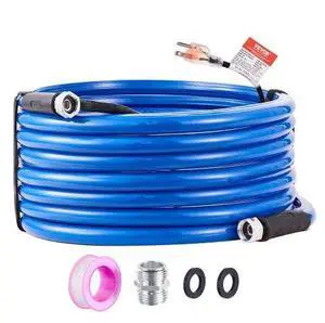 VEVOR 50ft Heated Water Hose for RV, Heated Drinking Water Hose Antifreeze to -45°F, Automatic Self-regulating, 5/8" I.D. with 3/4" GHT Adapter, Lead and BPA Free