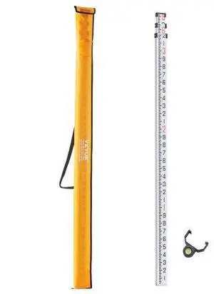 VEVOR Aluminum Grade Rod, 9-Feet/10ths 3 Sections Telescopic Measuring Rod,Double-Sided Scale 1/10ft Leveling Rod Stick,Aluminum Alloy Survey Rod with Bubble Level&Carrying Bag for Houses,Walls,Floors