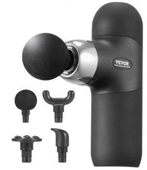 VEVOR Massage Gun Deep Tissue, Percussion Muscle Massager for Athletes - with 4 Speed Levels & 4 Massage Heads, 7.4V 2500mAh Batteries, Handheld Mini Massage Gun for Pain Relief, Muscle Relaxation