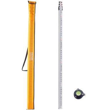 VEVOR Aluminum Grade Rod, 16-Feet/8ths 4 Sections Telescopic Measuring Rod,Double-Sided Scale 1/8in Leveling Rod Stick,Aluminum Alloy Survey Rod with Bubble Level &Carrying Bag for Houses,Walls,Floors