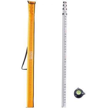 VEVOR Aluminum Grade Rod, 14-Feet/10ths 6 Sections Telescopic Measuring Rod,Double-Sided Scale 1/10 ft Leveling Rod Stick,Aluminum Alloy Survey Rod w/ Bubble Level&Carrying Bag for Houses,Walls,Floors