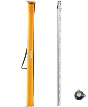 VEVOR Aluminum Grade Rod, 16-Feet/10ths 4 Sections Telescopic Measuring Rod,Double-Sided Scale 1/10ft Leveling Rod Stick,Aluminum Alloy Survey Rod w/ Bubble Level &Carrying Bag for Houses,Walls,Floors