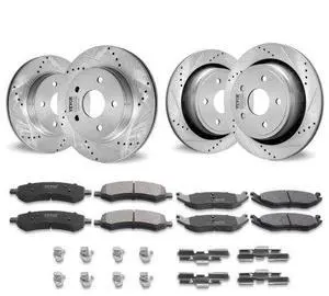 VEVOR Drilled Slotted Front and Rear Brake Rotors Pads Kit for Dodge Ram 1500