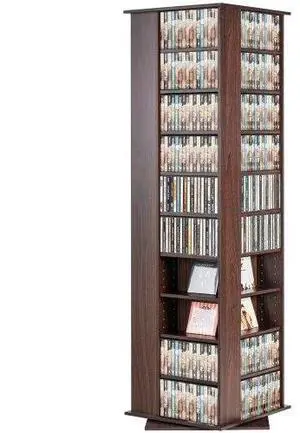 VEVOR Media Storage Cabinet, 4-Layer DVD Shelf Holds 1040 CDs, Adjustable CD Shelves 34 Compartments, Protects & Organizes Music, Movie, Video Games or Memorabilia Collections, Nut-brown